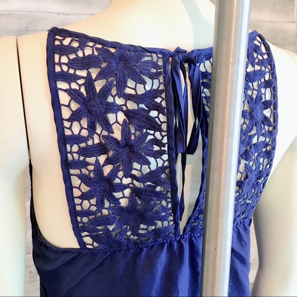 100% silk violet cut out spaghetti strap top - Picture 3 of 6